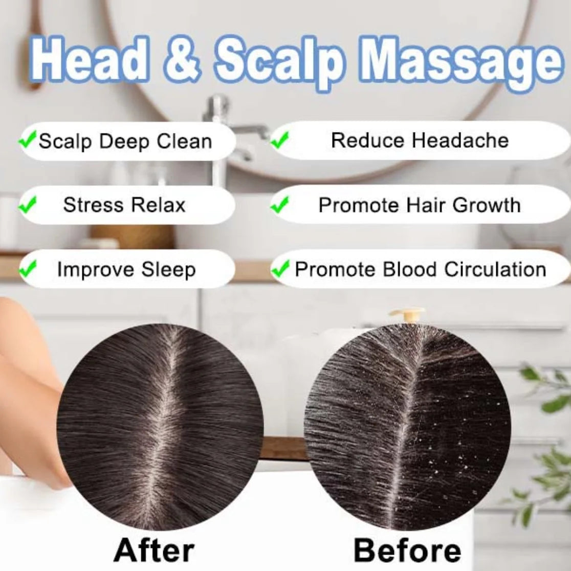 Electric Scalp Massager Rechargeable Head Massager Scalp Stress Relax with 8 Removable Massage Claws Cat Massager（Silver）