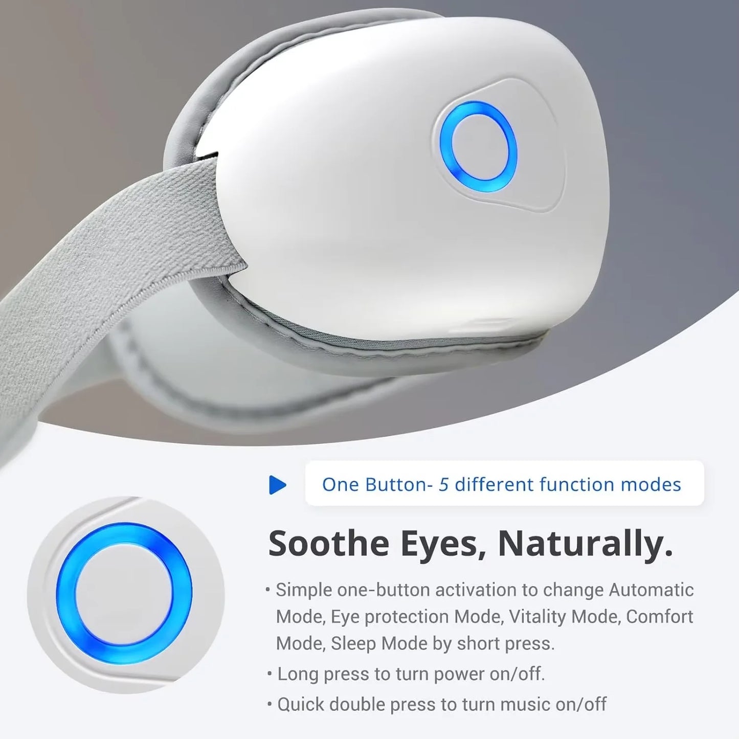 Folding Eye Massager Eye Mask with Bluetooth Music Airbag Compression Eye Care Device Gift for Eye Strain Dry Eye Improve Sleep