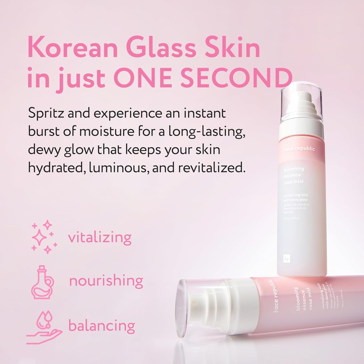 Effortless Glass Skin - Blooming Essence Rose Mist + Purity Sun Essence | All in One Mist for Instant Glass Skin | SPF 50+ Broad Spectrum UV Sunscreen | Vegan Korean Skin Care