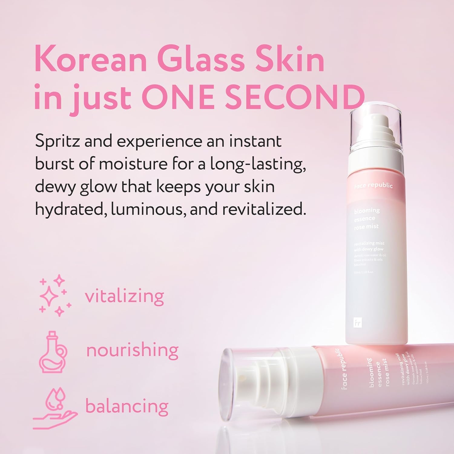 Effortless Glass Skin - Blooming Essence Rose Mist + Purity Sun Essence | All in One Mist for Instant Glass Skin | SPF 50+ Broad Spectrum UV Sunscreen | Vegan Korean Skin Care