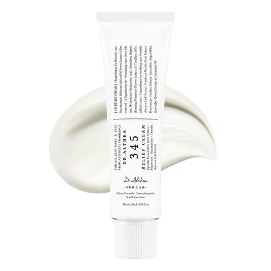 345 Relief Cream, Daily Face Moisturizer, Blemish Relief Care, Soothing Recovery & Moisture, Korean Vegan Skin Care for All Skin Types, 1.69 Fl Oz (Pack of 1)