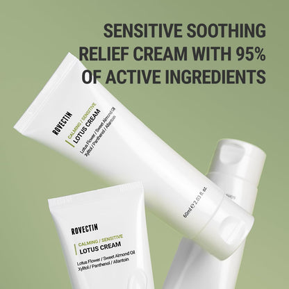 Calming Lotus Cream – Lightweight Hydrating & Soothing Moisturizer Face Cream for Sensitive Skin | 75% Lotus Water Extract & Niacinamide for Anti-Aging | Vegan Korean Skincare (2.03 Fl Oz)