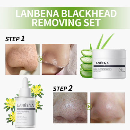 3 in 1 Blackhead Removing Set(30G+30Ml)Pore Strips+Pore Solution Serum+Removal Strip Paper, Black Head Remover Mask for Face, Pore Minimizer & Reducer for Face