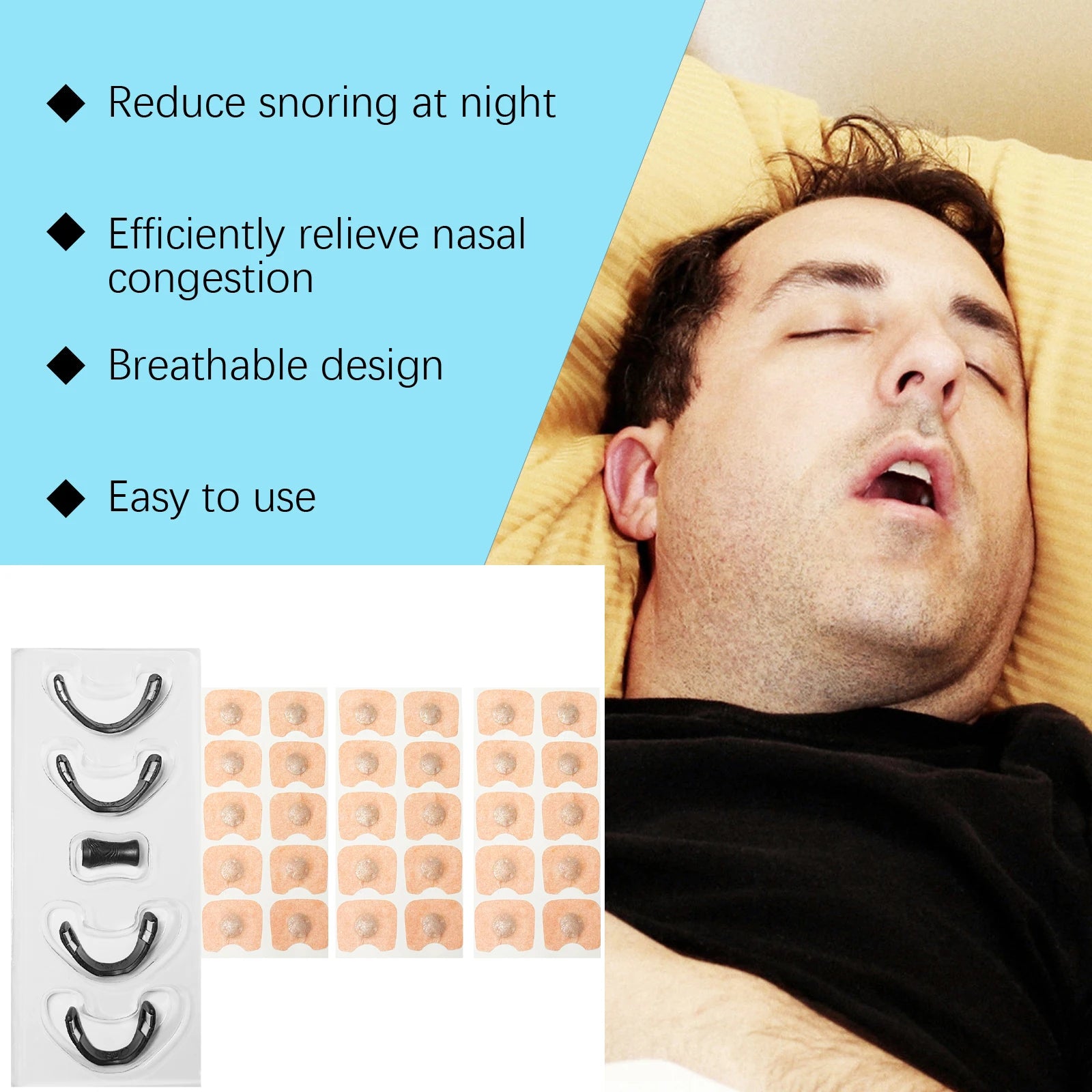 Magnetic Nasal Breathing Dilators Starter Kit for Nose Improve Sleep Quality Snoring anti Snoring Sleep Mouth Tape