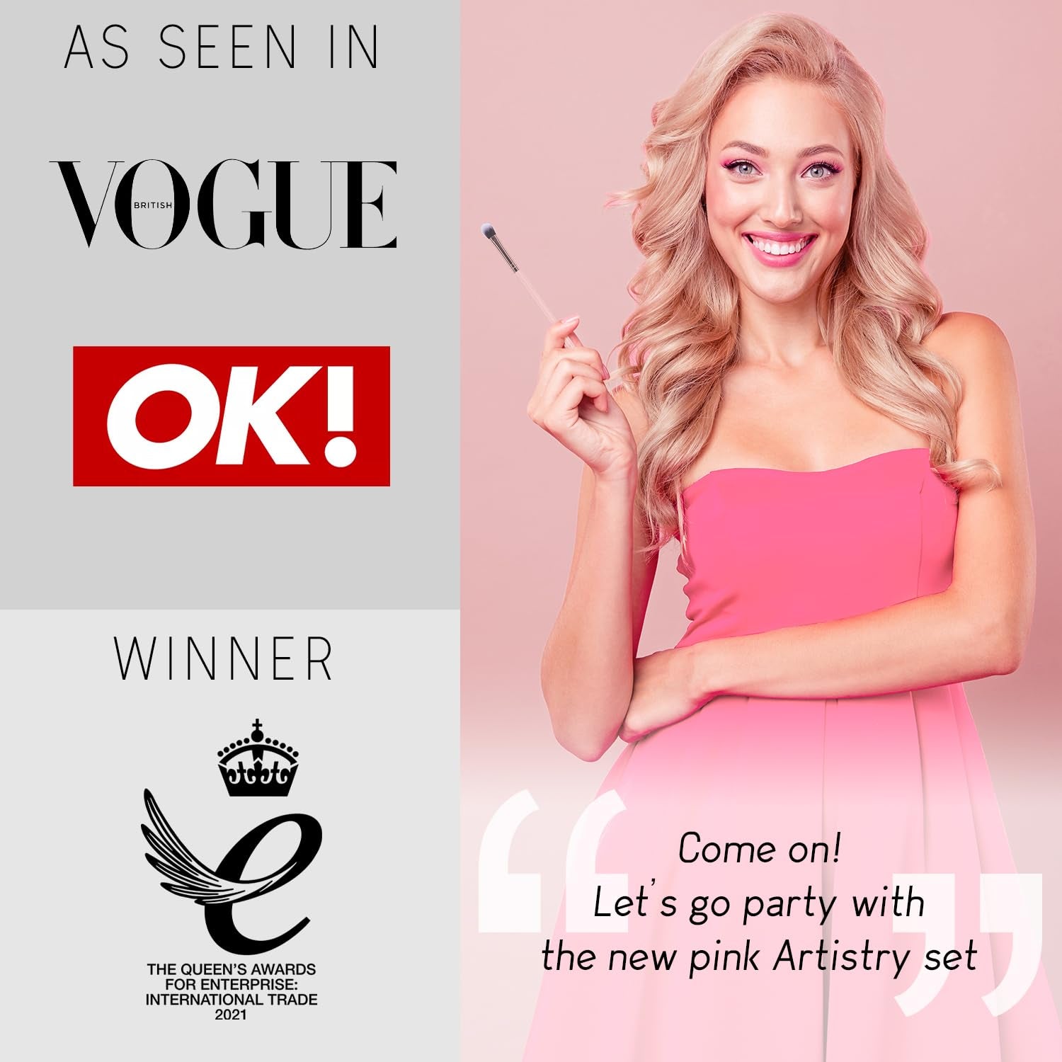 15-Piece Pink Makeup Brush Set with Case