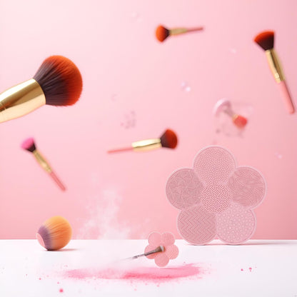 1Pc Pink Silicone Makeup Brush Cleaning Bearings with Suction Cups, Silicone Cleaning Tool, Makeup Brush Tools,Brush Cleaners,Beauty and Personal Care