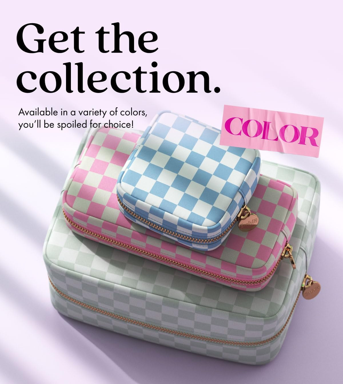 Makeup Bag Travel Cosmetic Bag, Toiletry Bag, Cute Makeup Organizer, Nylon Zipper Pouch Purse Storage Bag Cosmetics Organizer, Womens Make up Bag Mini Makeup Bags (Sky Checkered)