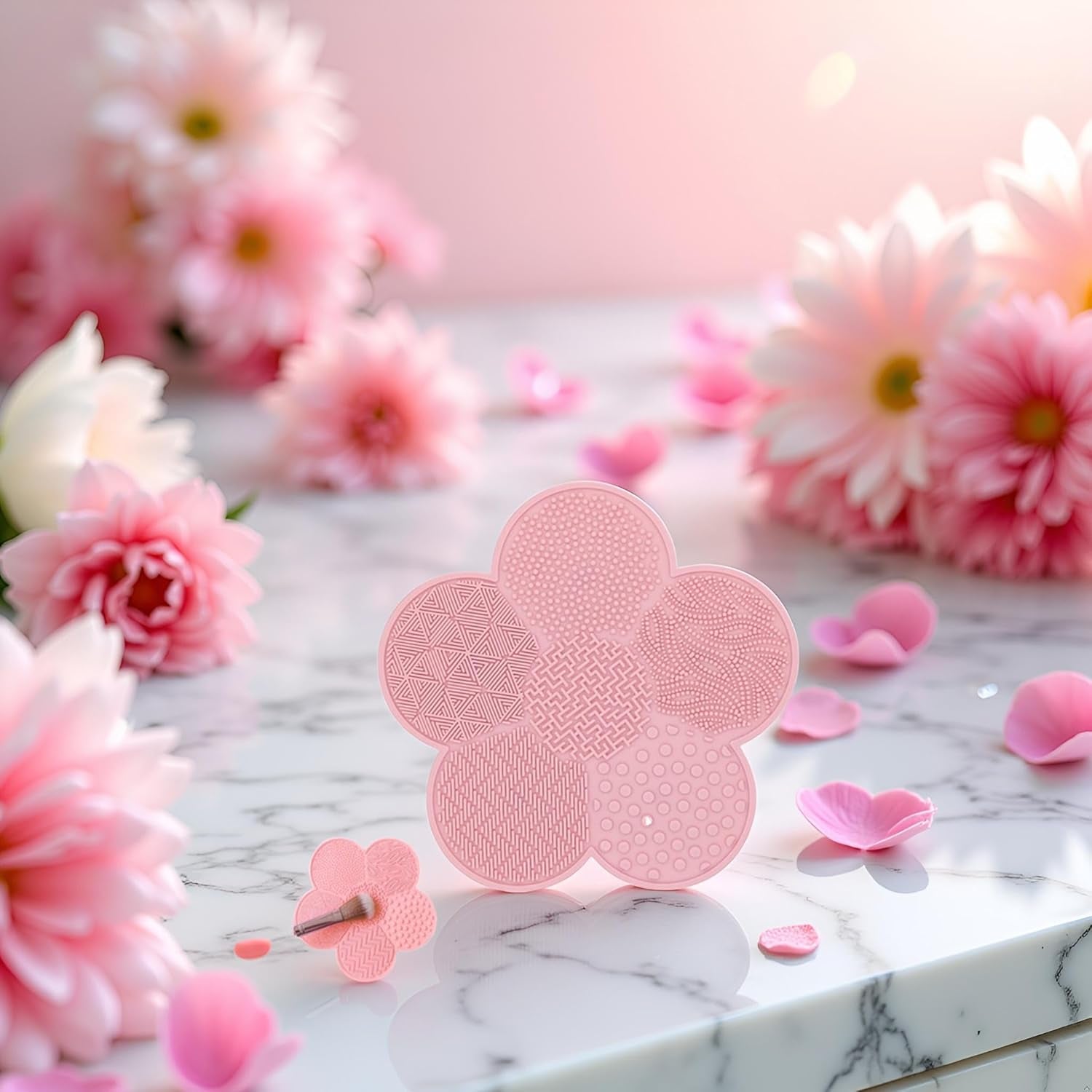 1Pc Pink Silicone Makeup Brush Cleaning Bearings with Suction Cups, Silicone Cleaning Tool, Makeup Brush Tools,Brush Cleaners,Beauty and Personal Care