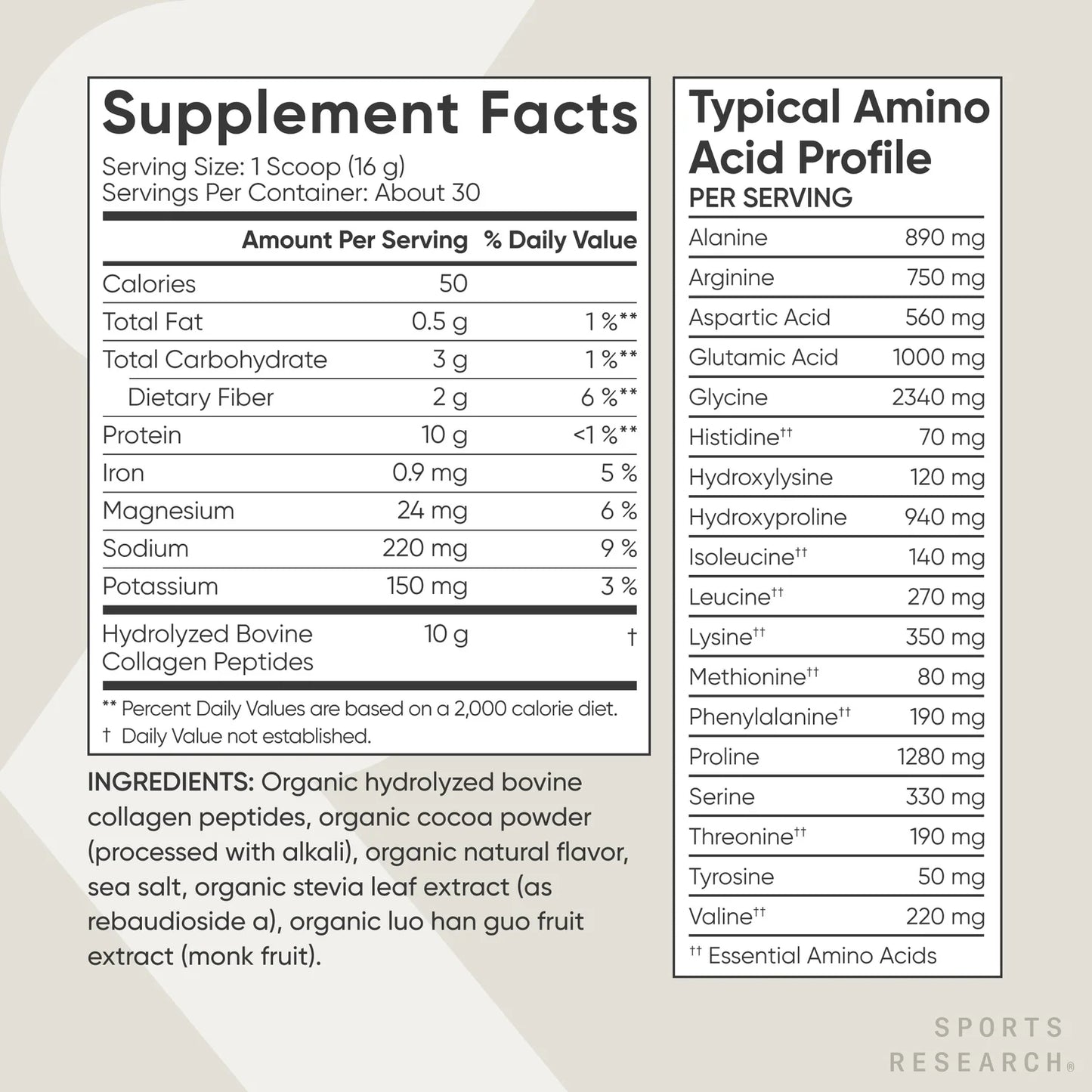 Collagen Peptides Organic Chocolate (30 Servings)