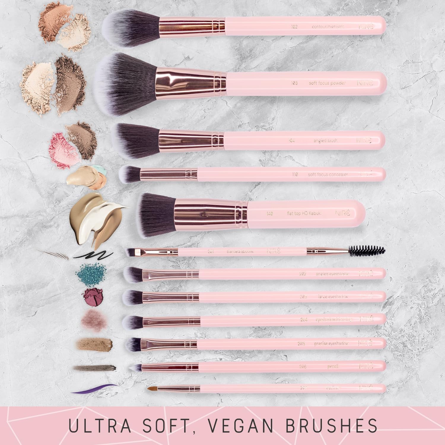 15-Piece Pink Makeup Brush Set with Case
