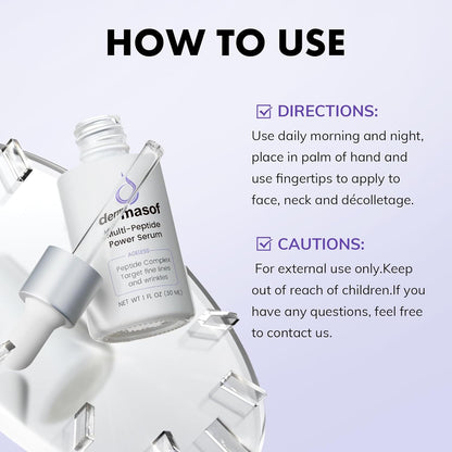 Multi Peptide Power Serum for Face with Copper Peptides, anti Aging, Firming and Lifting, Reduce Fine Lines and Wrinkles, Boost Collagen, Hydration, Barrier Repair, for All Skin Types 30Ml