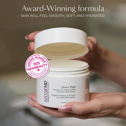 Exfoliating Detox Pads | Surgeon-Created AHA/BHA Facial Pads for Deep Cleansing, Smoother Texture & Glowing Skin | Reduces Pores, Firms, Brightens