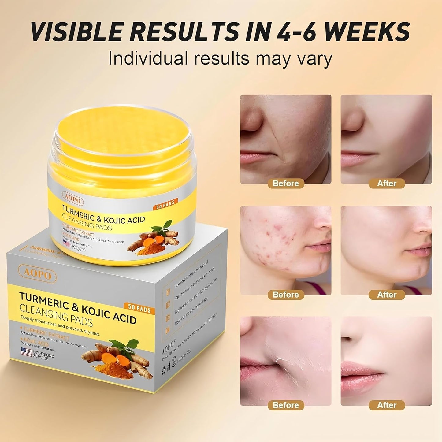 Kojic Acid & Turmeric Brightening Cleansing Pads