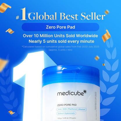 Toner Pads Zero Pore Pad 2.0 | Dual-Textured Facial Pad for Exfoliation and Pore Care with 4.5% AHA Lactic Acid, 0.45% BHA Salicylic Acid | Ideal for All, Korean Skin Care, 70 Pads (1 Pack)