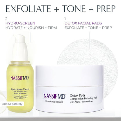 Exfoliating Detox Pads | Surgeon-Created AHA/BHA Facial Pads for Deep Cleansing, Smoother Texture & Glowing Skin | Reduces Pores, Firms, Brightens