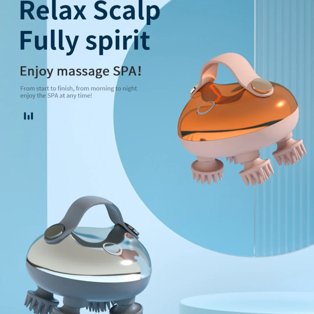 Electric Scalp Massager Rechargeable Head Massager Scalp Stress Relax with 8 Removable Massage Claws Cat Massager（Silver）